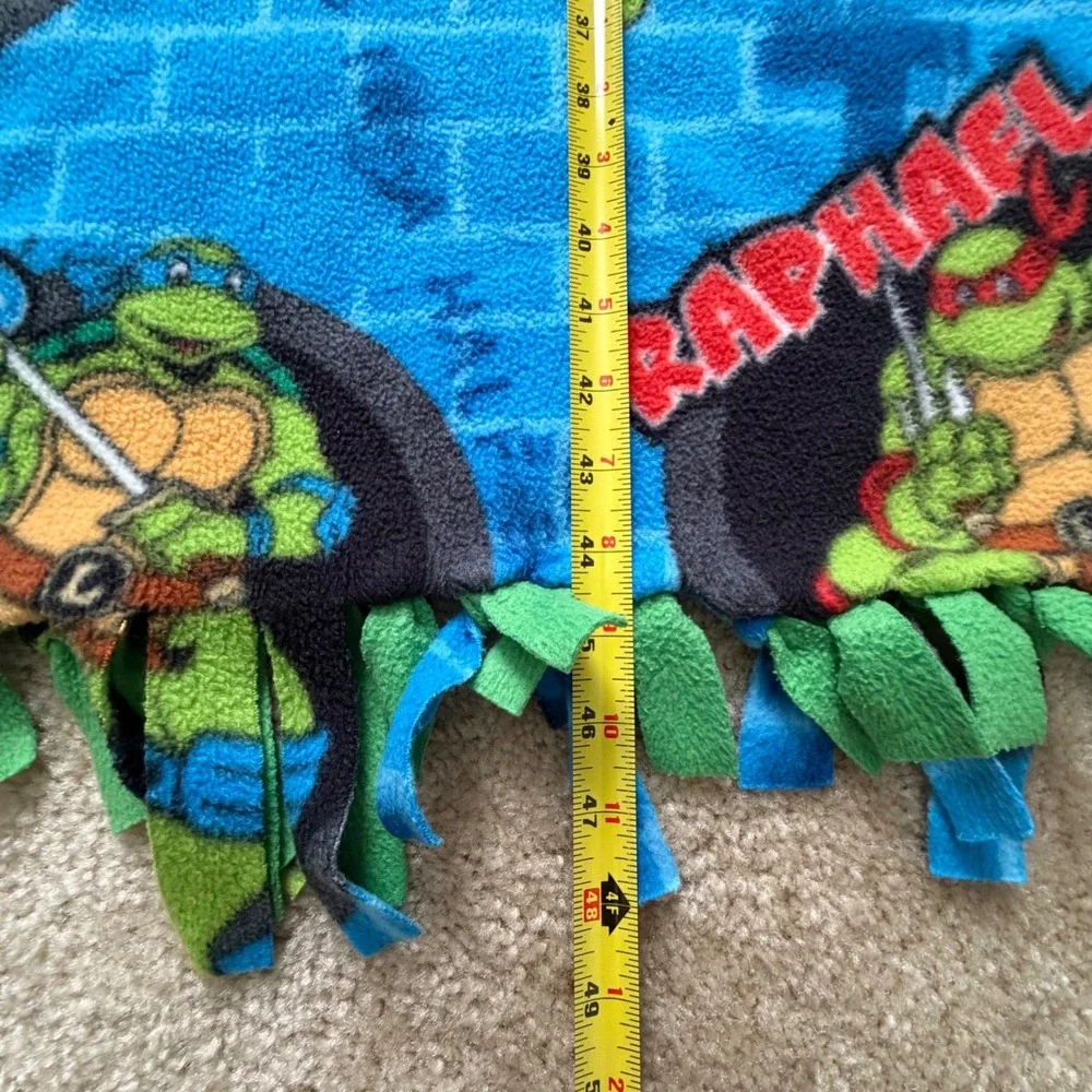 Teenage Mutant Ninja Turtles Handmade Fleece Tie Throw Blanket Blue Green 48x55